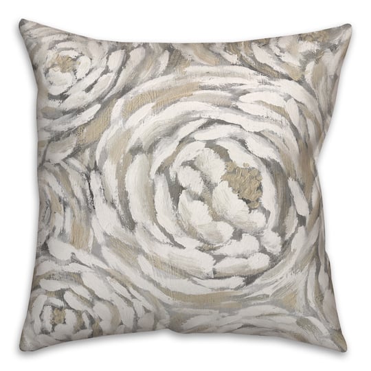 Cream &#x26; Gray Floral Indoor/Outdoor Pillow